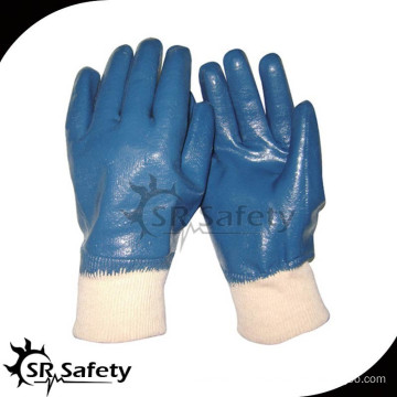 SRSAFETY blue nitrile coated stock work gloves